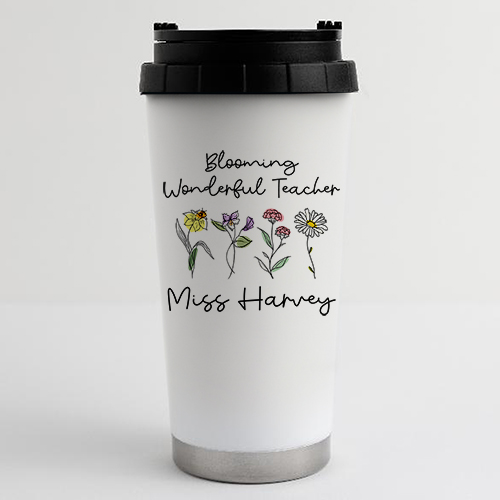 Personalised Blooming Wonderful Teacher 16oz Travel Mug